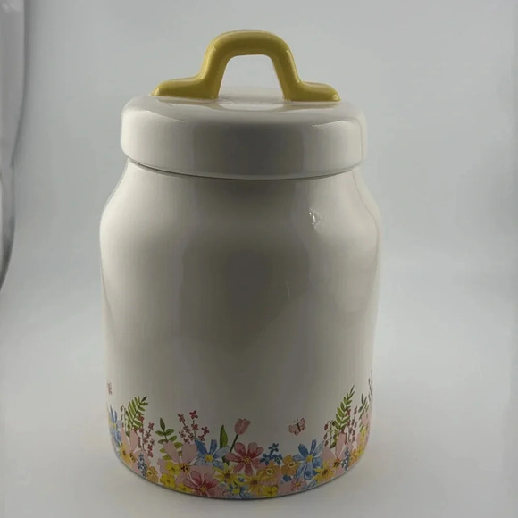 💥Rae Dunn Spring/Floral/Flowers Sugar Ceramic Canister Food storage w/lid 8” - Picture 6 of 14